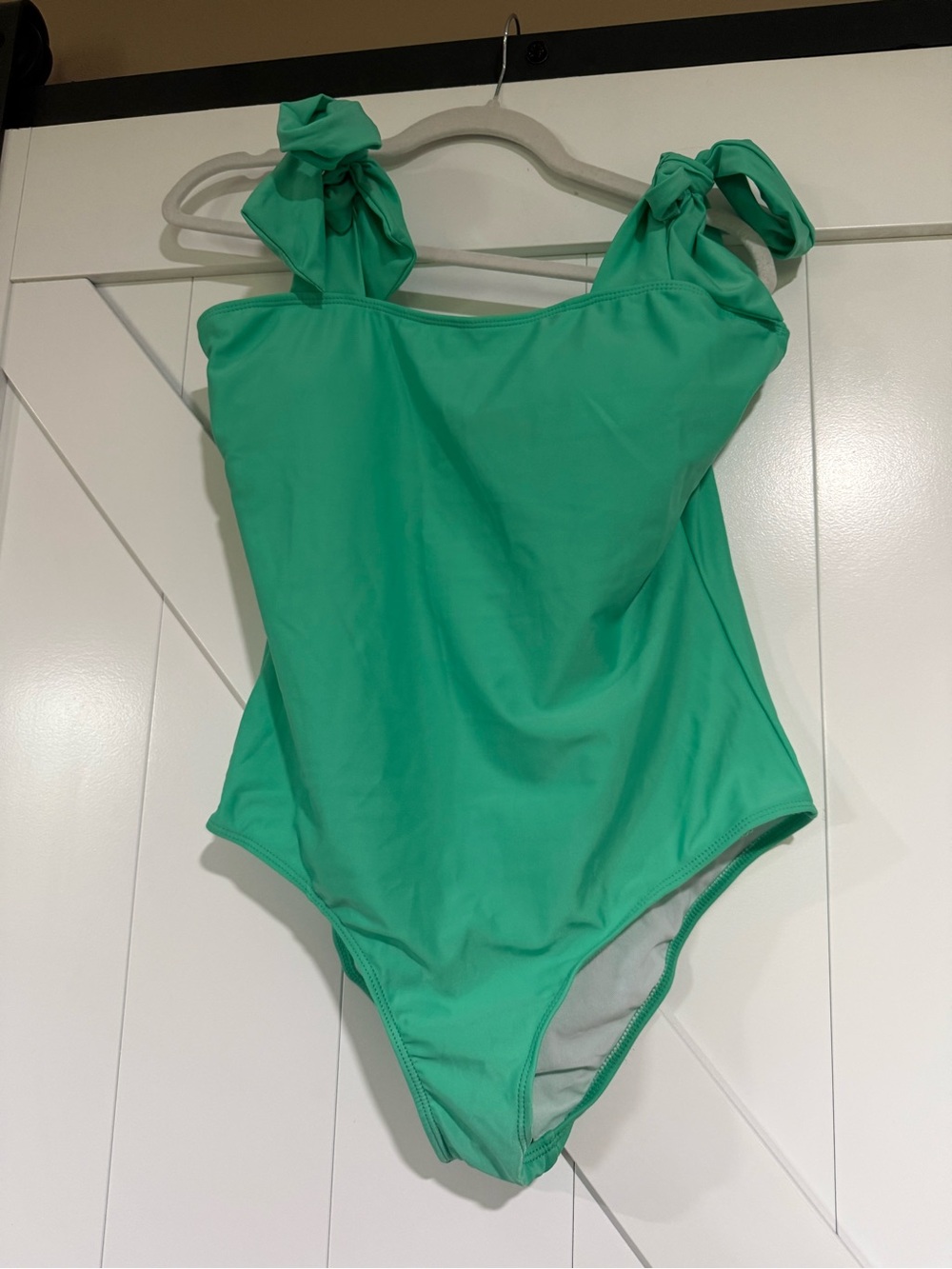SHEIN Green One-Piece Swimsuit with Tie Shoulder Straps